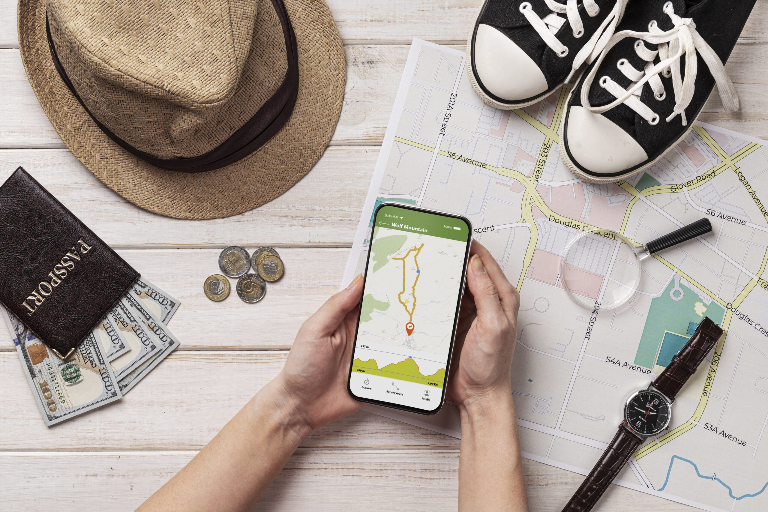 flat-lay-hands-holding-smartphone Website & App Localization